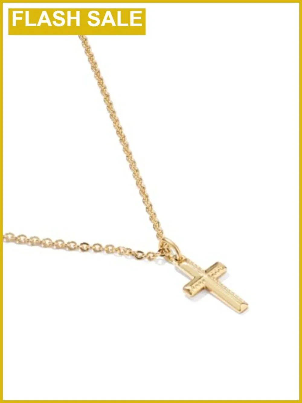 14K Yellow Gold-Filled Cross Pendant Necklace 16 Inch Hoofprint Detail